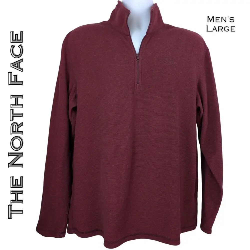 The North Face Mens Quarter Zip Fleece Pullover Large Maroon Burgundy Gorpcore